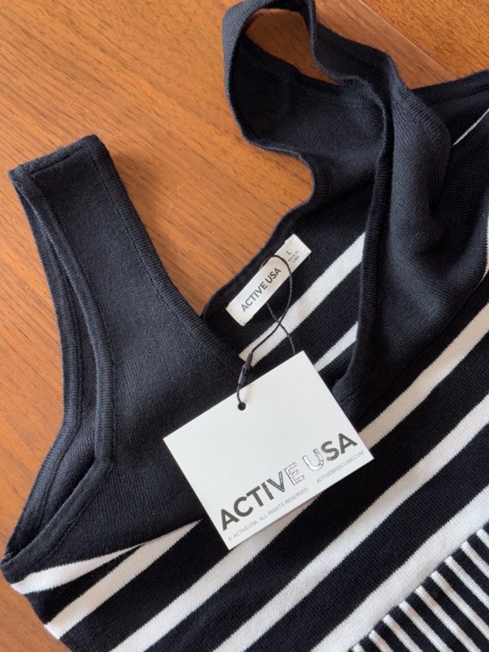 Active USA Black and White Striped Maxi Dress - Picture 7 of 12